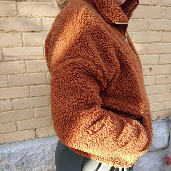 Teddy Bear Jacket Coat women's M Very cute Zip up Bomber Style - Picture 4 of 6